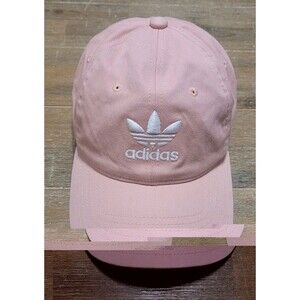 Adidas Pink Hat Embroidered Logo Women's Athletic Cap Adjust Strap Back Peach